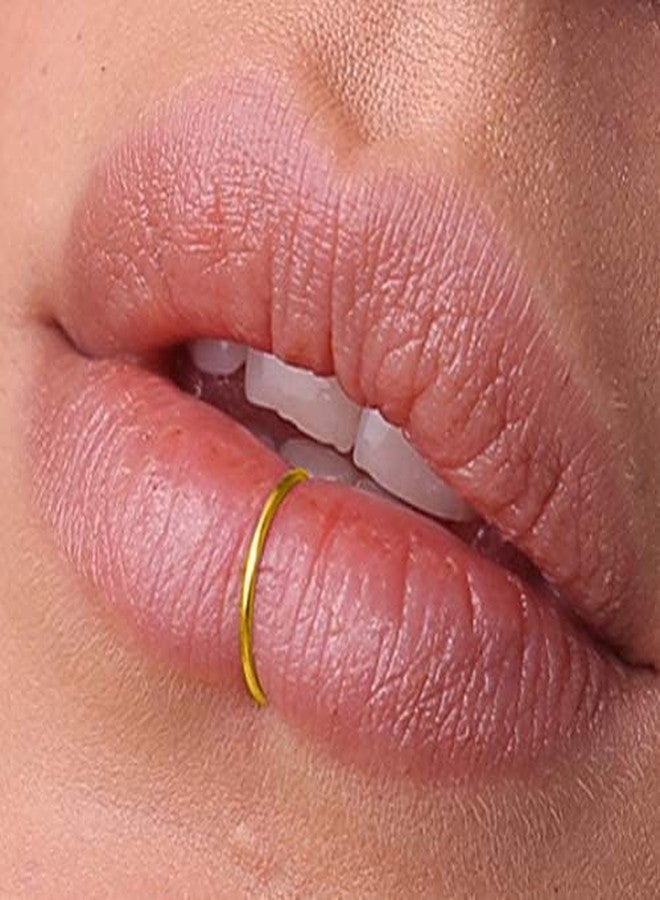 biliboom Fake Lip Ring - 20 Gauge 14k Gold Filled Clip On Lip Piercing No Piercing Needed - Clip On Gold Lip Cuff - Fake Lip Piercing Jewelry- Comes In Gift Packaging - Image 2